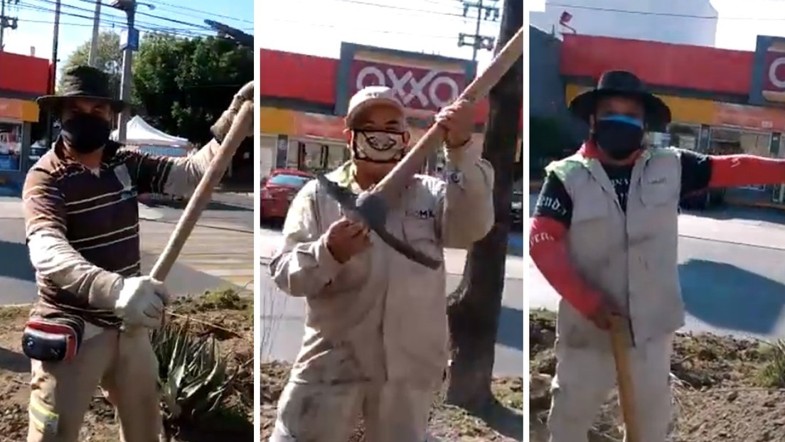 VIDEO: Trabajadores parodian al Cártel Jalisco Nueva Generación con palas y picos
