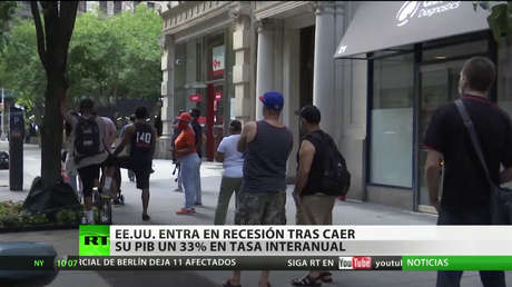 EE.UU. entra en recesión tras una caída del 33 % interanual de su PIB