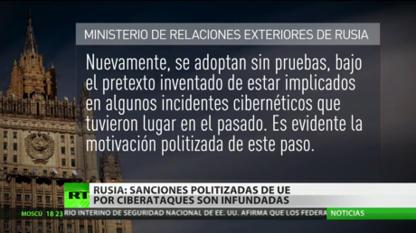 Rusia tacha de "infundadas" las sanciones de la UE por supuestos ataques cibernéticos