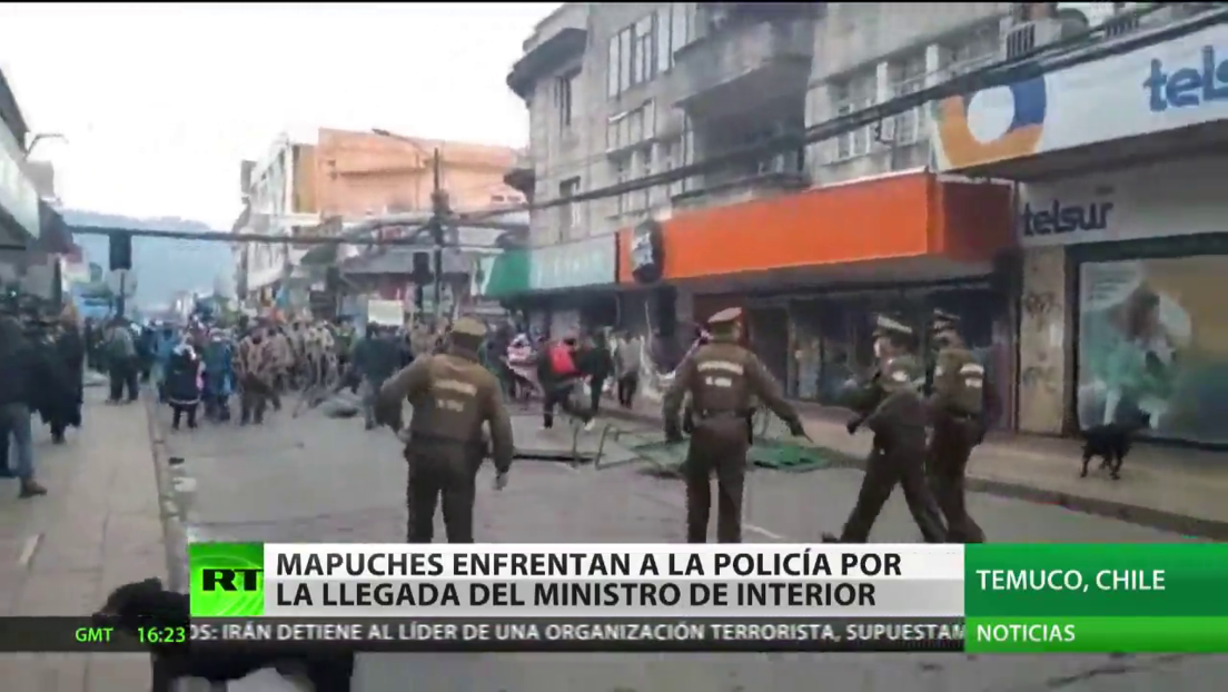 Mapuches enfrentan a la Policía por la llegada del ministro de Interior en Chile