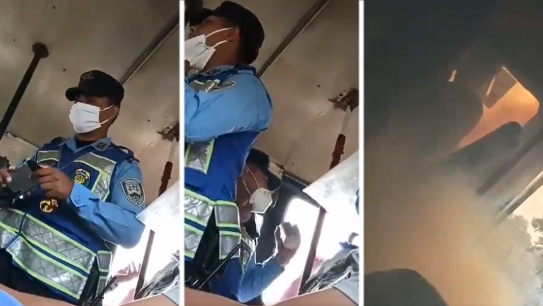 VIDEOS: Policía lanza una bomba lacrimógena al interior de un autobús en Honduras porque los pasajeros se negaran a bajar