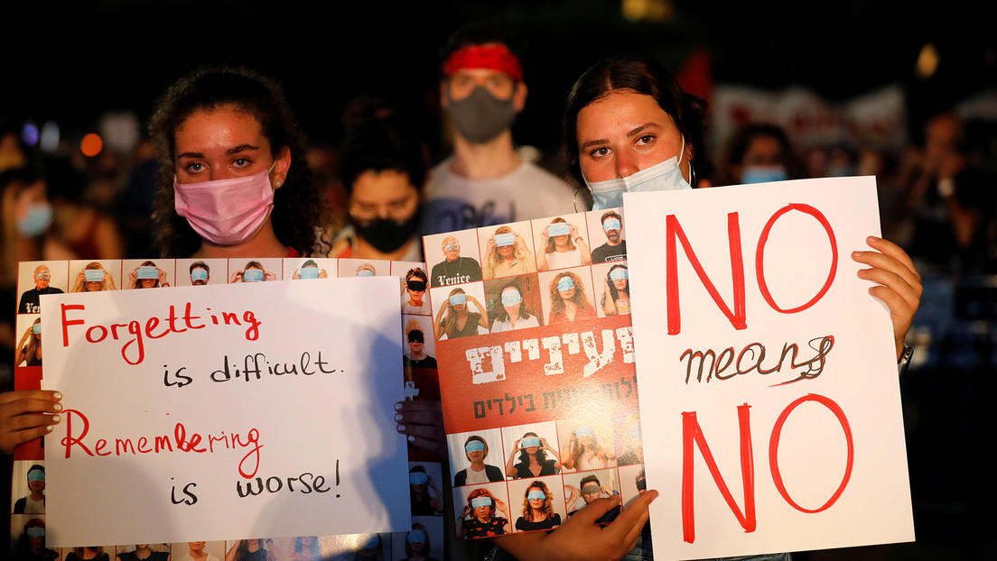 Protestas contra la violencia sexual en Tel Aviv, Israel.