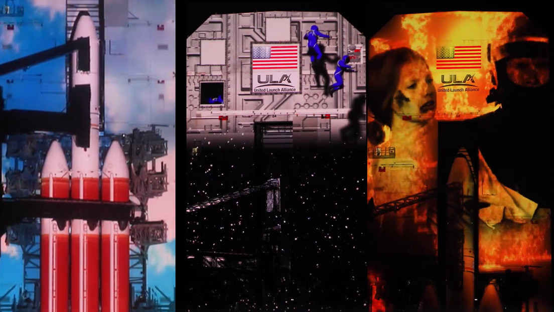 VIDEO: Proyectan un espectáculo en 3D sin precedentes utilizando un cohete espacial funcional como telón de fondo