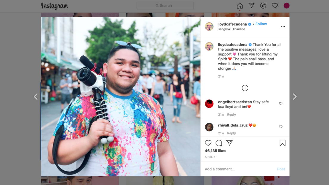 Muere a los 26 años el 'youtuber' filipino Lloyd Cafe Cadena