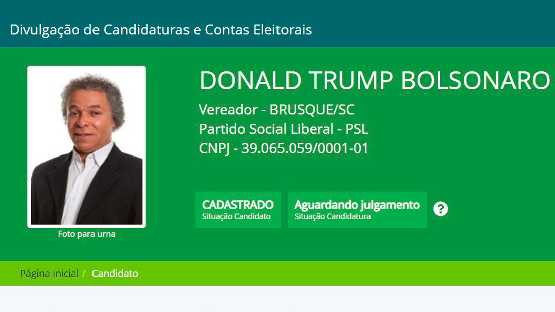 Un candidato brasileño que quiere "publicidad gratuita" participará en las municipales con el nombre de 'Donald Trump Bolsonaro'
