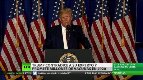Trump contradice a su experto y promete millones dosis de vacuna contra el covid-19 en 2020