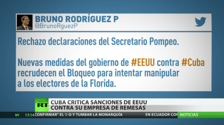 Cuba acusa a EE.UU. de "manipular a los electores" mediante las sanciones contra su empresa de remesas