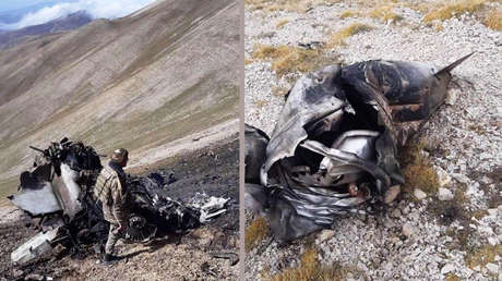 FOTOS: El Ministerio de Defensa de Armenia muestra lo que quedó del Su-25 "derribado por un caza F-16 turco"