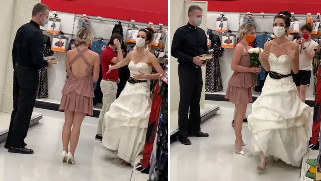 VIDEO: Una mujer vestida de novia llega con un cura al trabajo de su novio y le lanza un ultimátum
