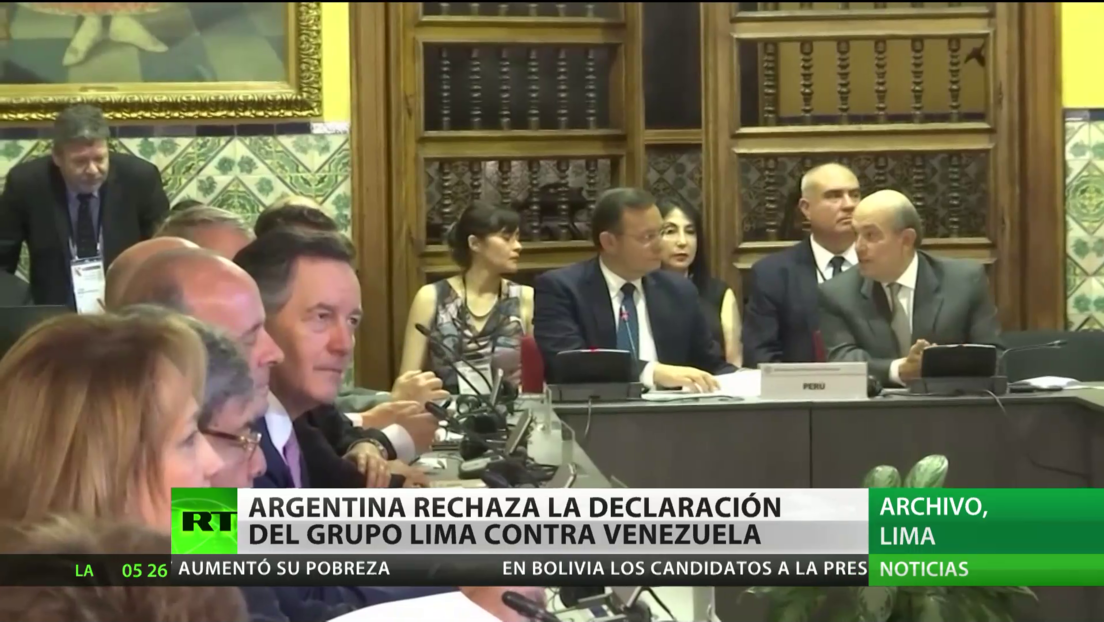 Argentina rechaza la declaración del Grupo de Lima contra Venezuela