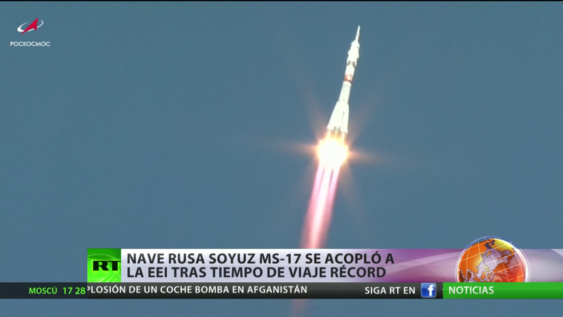 La nave rusa Soyuz MS-17 se acopla a la Estación Espacial Internacional en un tiempo récord