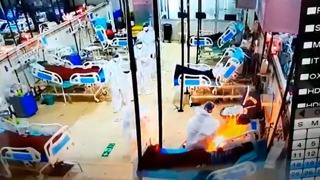 VIDEO: Una máquina de soporte de oxígeno se incendia en un hospital de coronavirus en la India