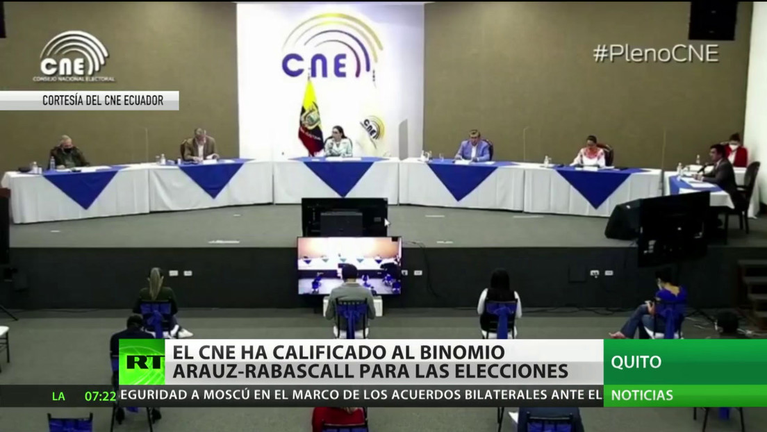 El Consejo Nacional Electoral de Ecuador califica al binomio Arauz- Rabascall para las elecciones