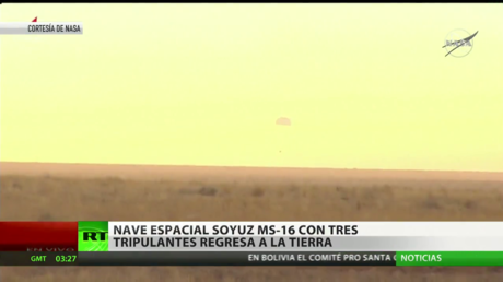 La nave espacial Soyuz MS-16 regresa a la Tierra con tres tripulantes