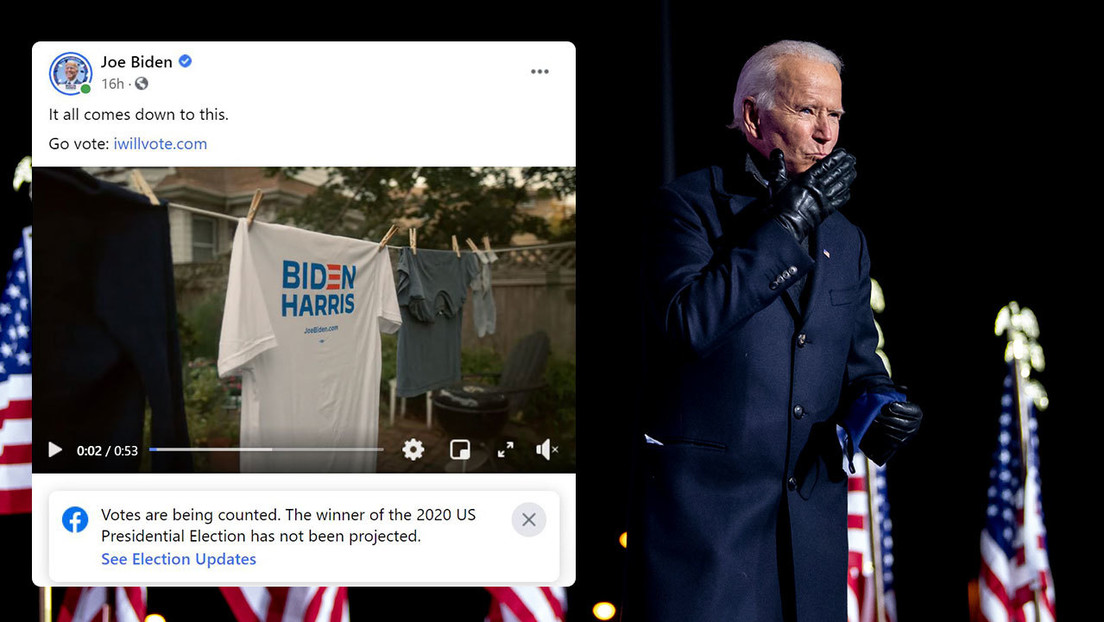 Facebook coloca una etiqueta de advertencia en una publicación de Biden en la que el candidato asegura que ganará las elecciones
