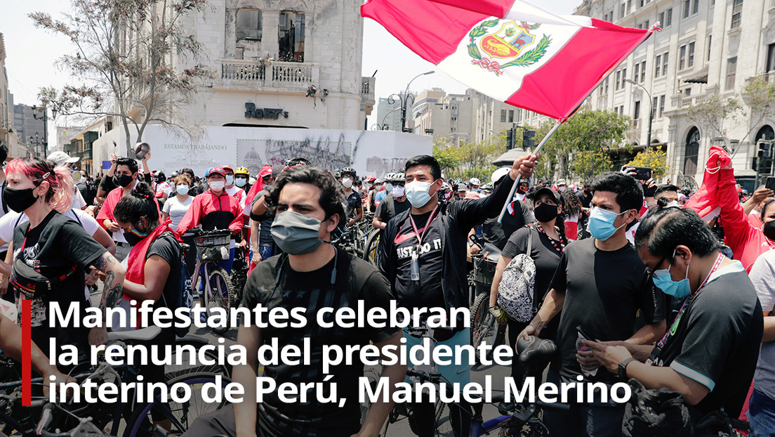 VIDEO: Manifestantes en Perú celebran la renuncia del presidente interino Manuel Merino