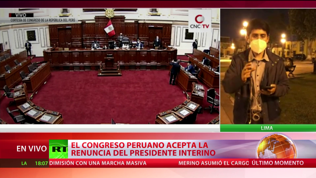 El Congreso peruano acepta la renuncia del presidente interino Manuel Merino