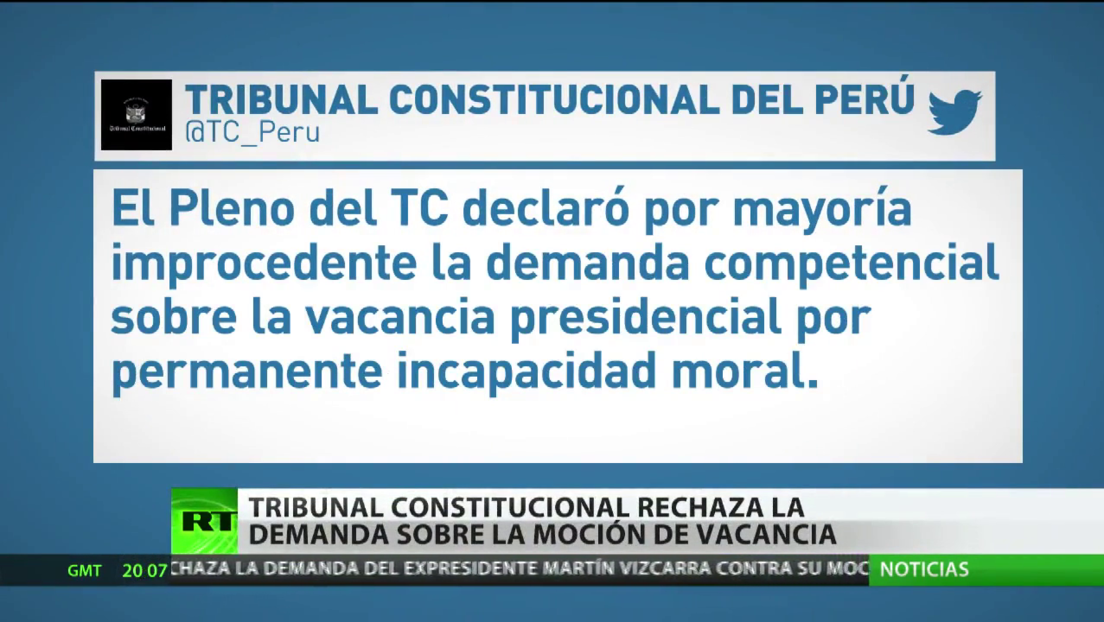 El Tribunal Constitucional de Perú rechaza la demanda de Martín Vizcarra contra la moción de vacancia