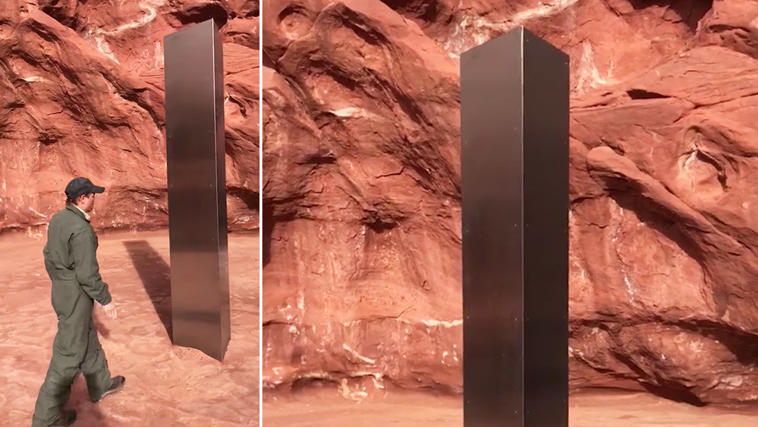 Encuentran un "extraño" monolito metálico brillante en medio del desierto de Utah (VIDEOS, FOTOS)