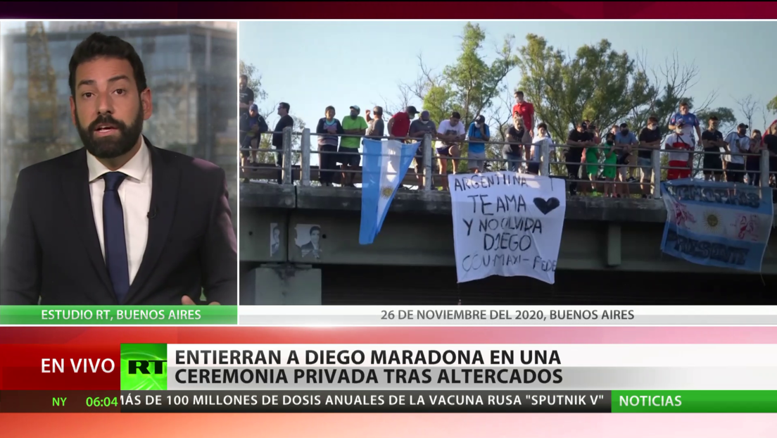 Entierran a Diego Maradona en una ceremonia privada tras altercados en Argentina