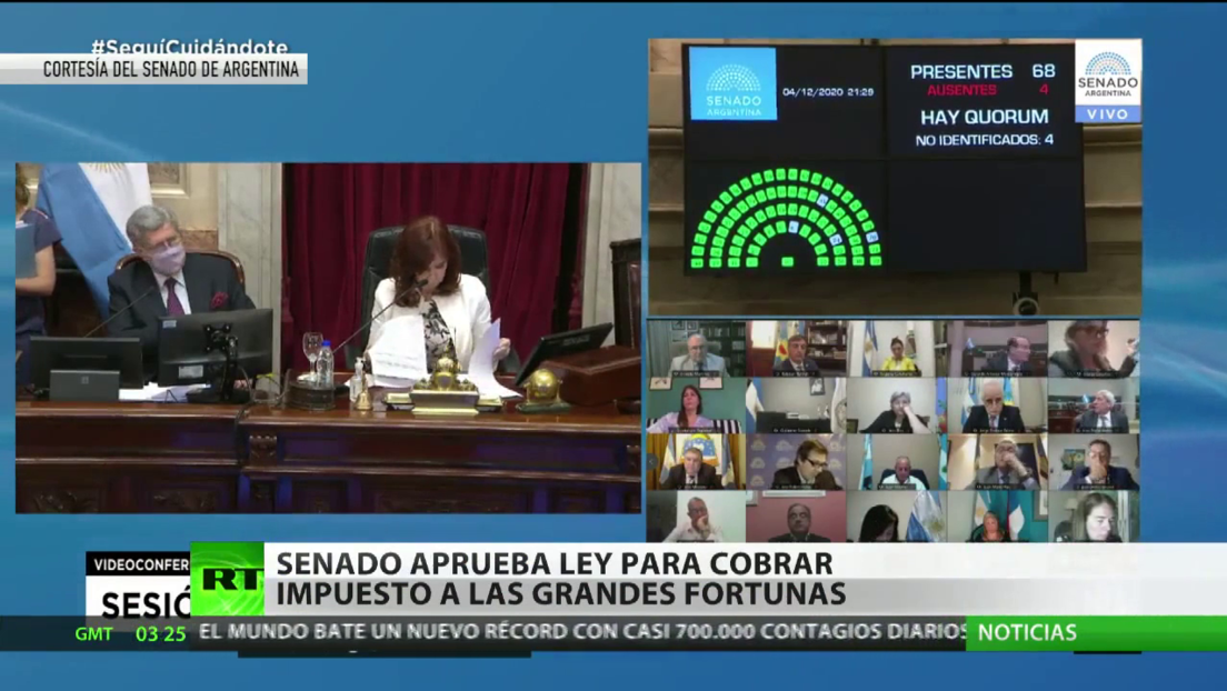 Senado de Argentina aprueba la ley para cobrar impuesto a las grandes fortunas