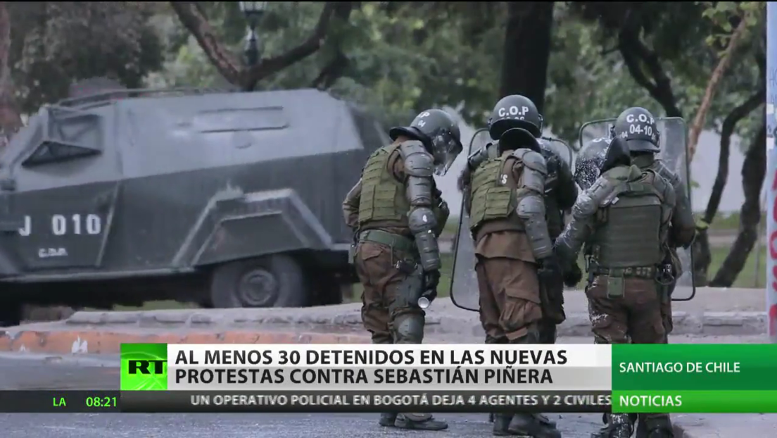 Detienen a al menos 30 personas durante las nuevas protestas contra Sebastián Piñera en Chile