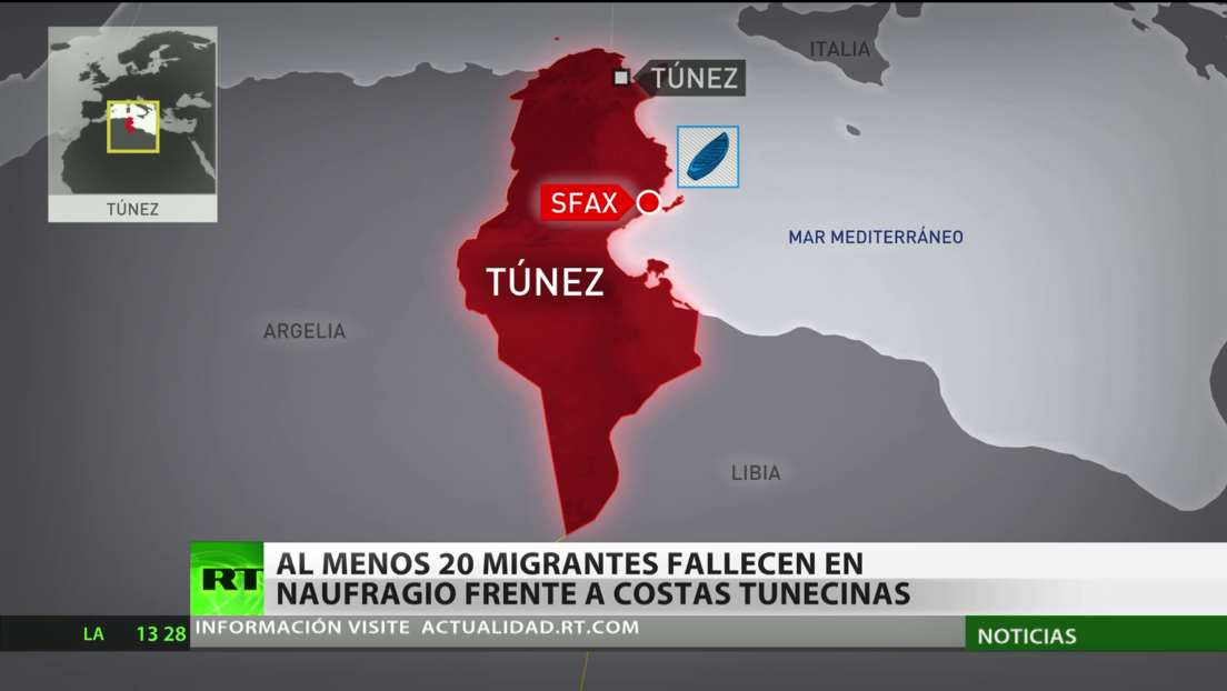 Al menos 20 migrantes mueren en un naufragio frente a las costas de Túnez