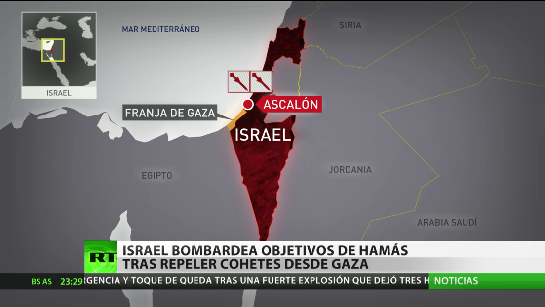 Israel bombardea objetivos de Hamás tras repeler proyectiles desde la Franja de Gaza