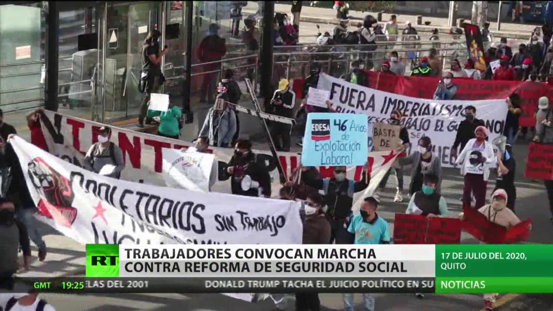 Trabajadores convocan en Ecuador una marcha contra la reforma de la seguridad social
