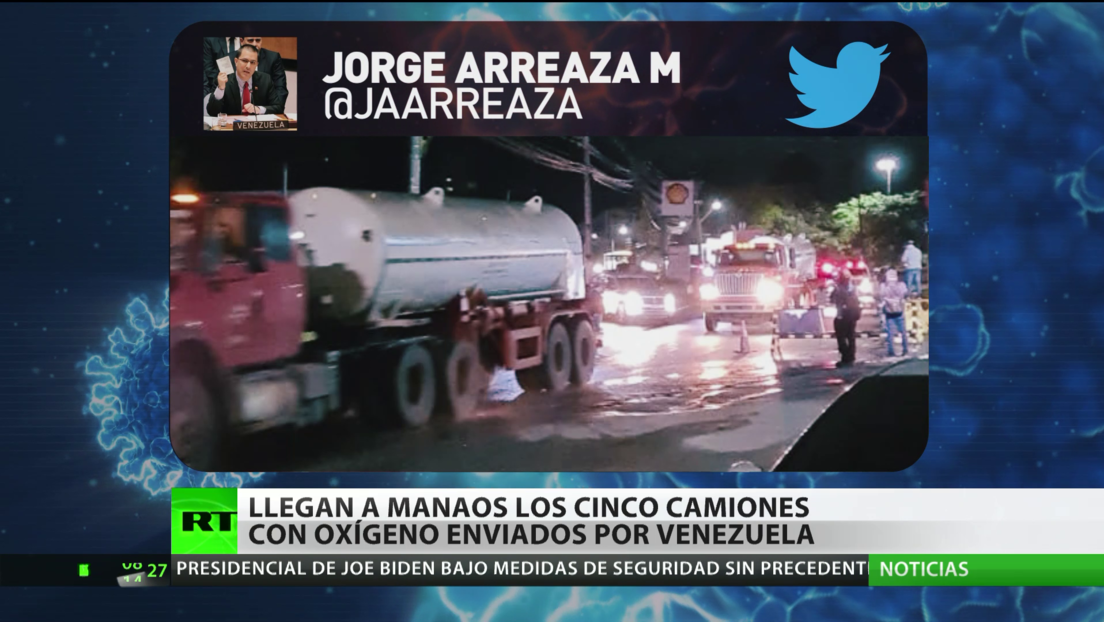 Llegan a Manaos los cinco camiones con oxígeno enviados por Venezuela