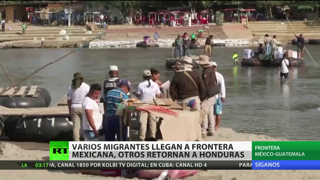 Grupos de migrantes llegan a la frontera entre Guatemala y México