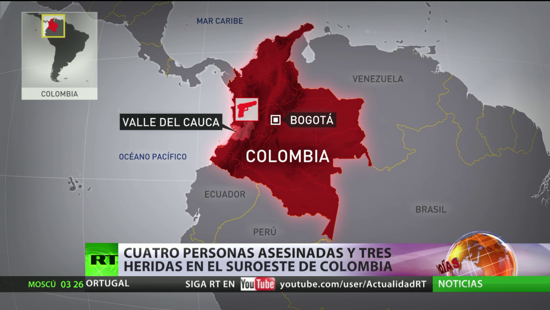 Un ataque con armas de fuego en una finca de Colombia deja cuatro muertos y tres heridos