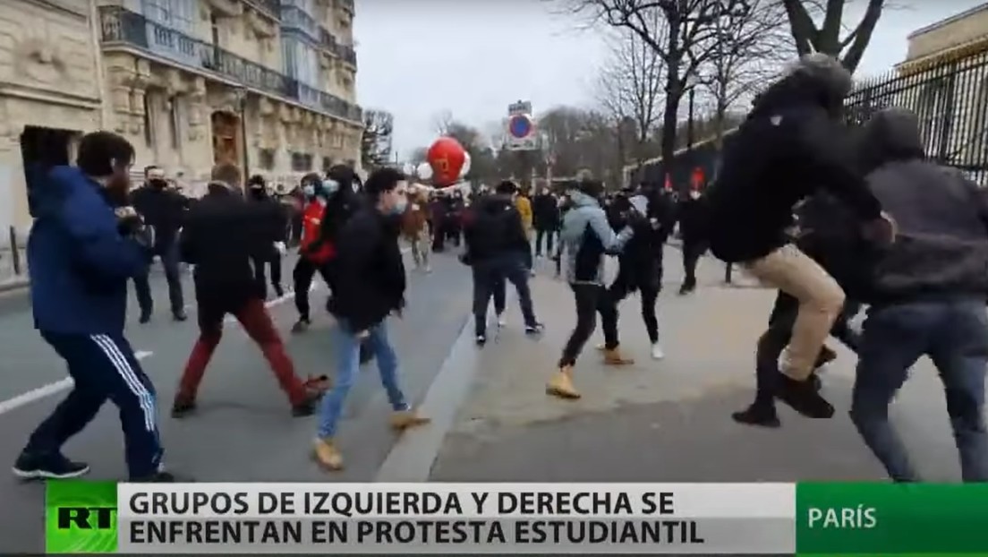 Grupos de izquierda y de derecha se enfrentan en medio de una protesta estudiantil en París