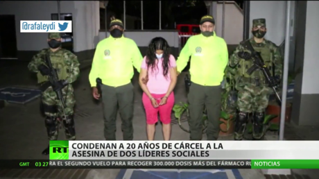 Condenan en Colombia a 20 años de prisión a la asesina de 2 líderes sociales