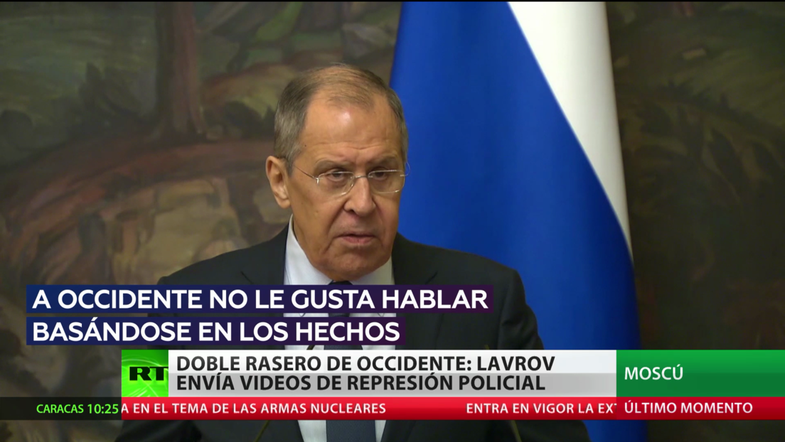 El doble rasero de Occidente: Lavrov envía a la UE vídeos de represión policial en sus países