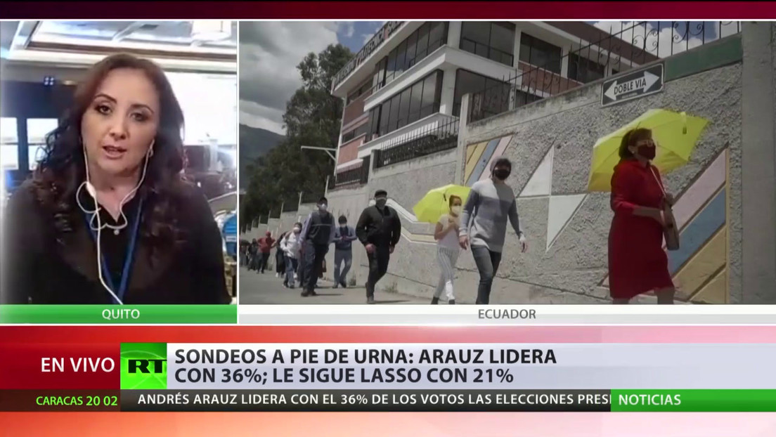 Sondeos a pie de urna: Arauz lidera las votaciones en Ecuador con el 36 %, seguido por Lasso con el 21 %