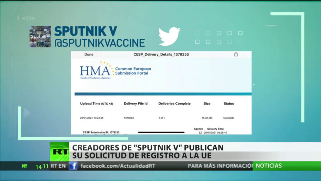 Creadores de la vacuna Sputnik V publican su solicitud de registro ante la Agencia de Medicamentos Europea