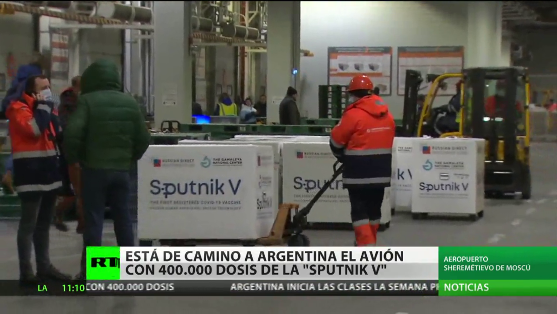 Vuela de regreso a Argentina el avión con 400.000 dosis de la vacuna rusa Sputnik V