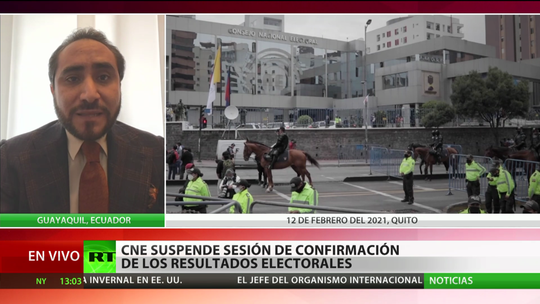 CNE de Ecuador suspende la sesión de confirmación de los resultados electorales