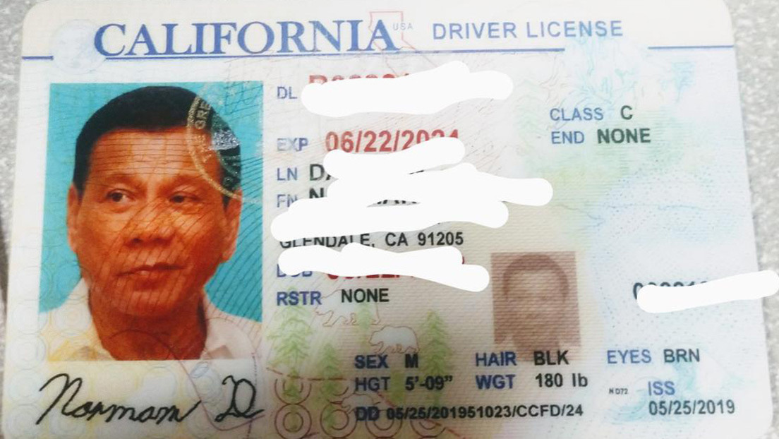 ¿Duterte en Los Ángeles? La policía de California detecta una licencia de conducir falsa con la foto del presidente de Filipinas