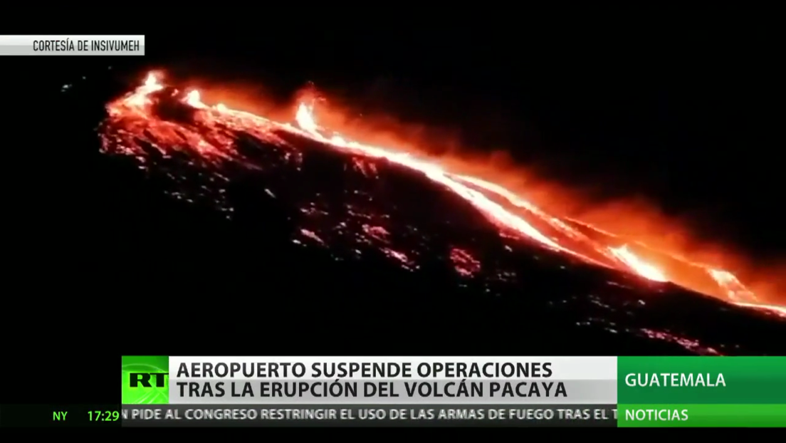 El aeropuerto de la capital de Guatemala suspende operaciones tras la erupción del volcán Pacaya