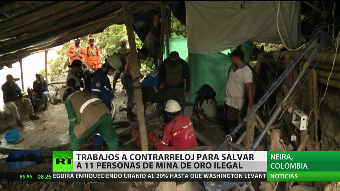 Rescate contrarreloj para sacar a once personas de una mina de oro ilegal en Colombia