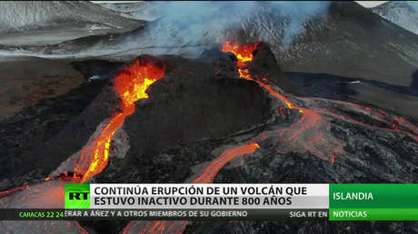 Continúa la erupción de un volcán que estuvo inactivo durante 800 años en Islandia