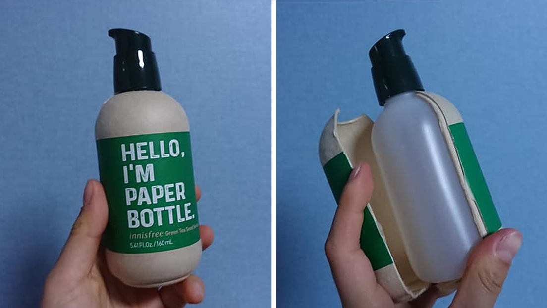 Abre una botella 'ecológica' y descubre que en realidad se trataba de un envase plástico envuelto en papel