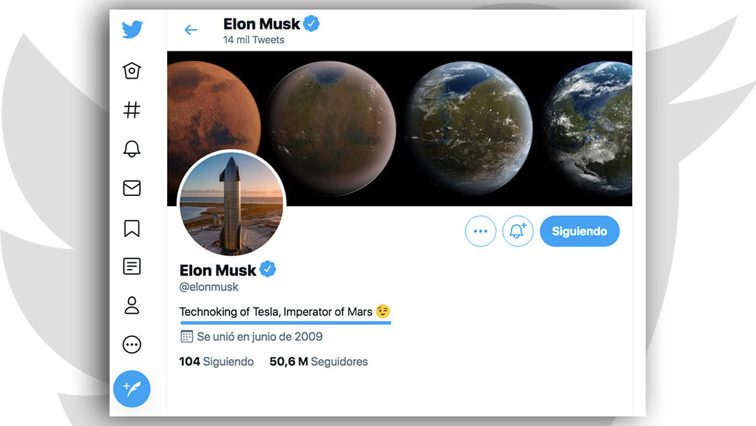 Elon Musk añade un nuevo título a su biografía en Twitter, ahora es "Emperador de Marte"