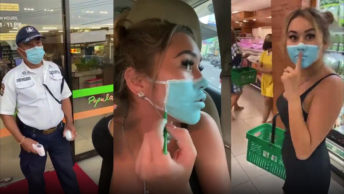Dos 'influencers' se filman visitando un supermercado en Bali con una mascarilla pintada (y ahora pueden ser deportados)
