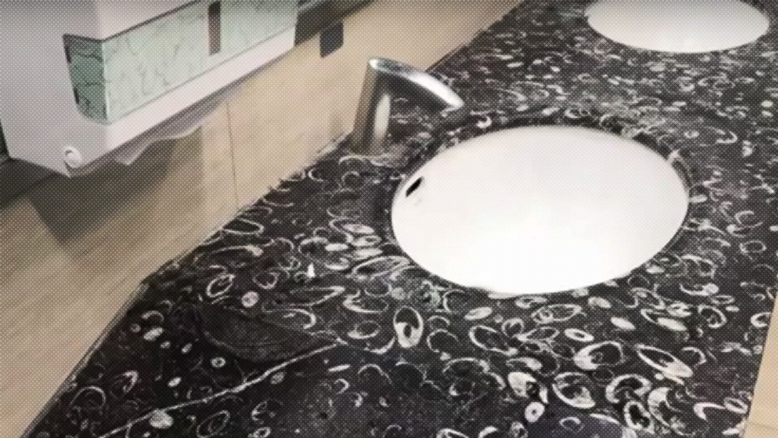 El lavabo de un aeropuerto chino atrae todas las miradas tras revelarse que contiene fósiles de millones de años (VIDEO)