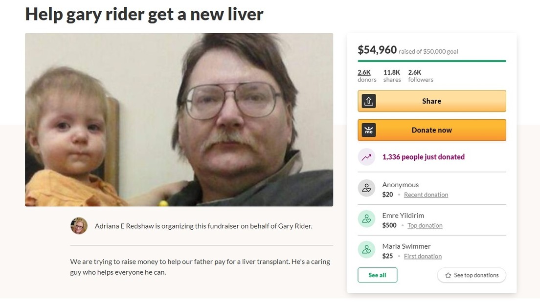 Vende un compresor de aire para pagarse un trasplante de hígado y recibe enormes donaciones de un grupo que se burla de 'boomers' como él