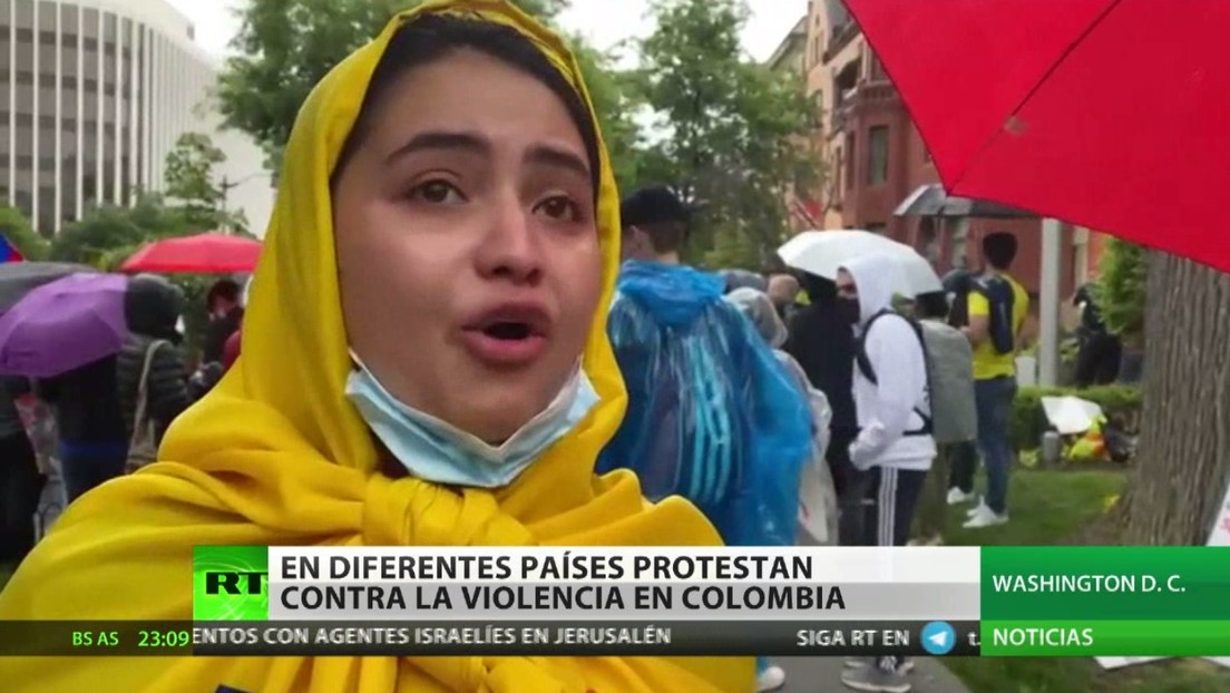 Protestas en diferentes países contra la violencia en Colombia