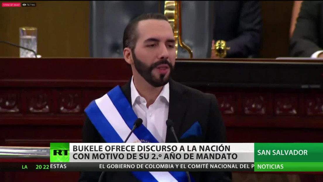 Bukele dirige un discurso a la nación con motivo de su segundo año de mandato como presidente de El Salvador
